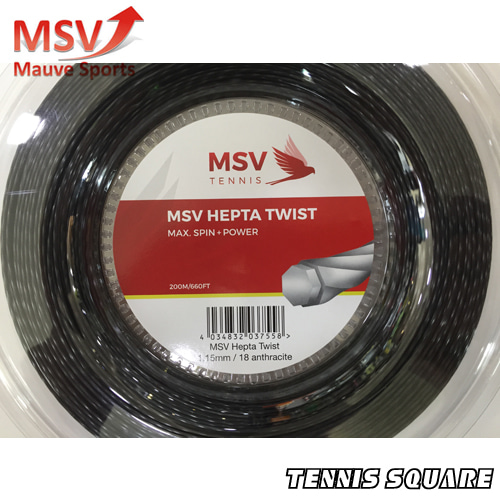 MSV 포커스 헵타 트위스트 블랙 1.15mm|200m릴 테니스스트링테니스라켓,베드민턴라켓